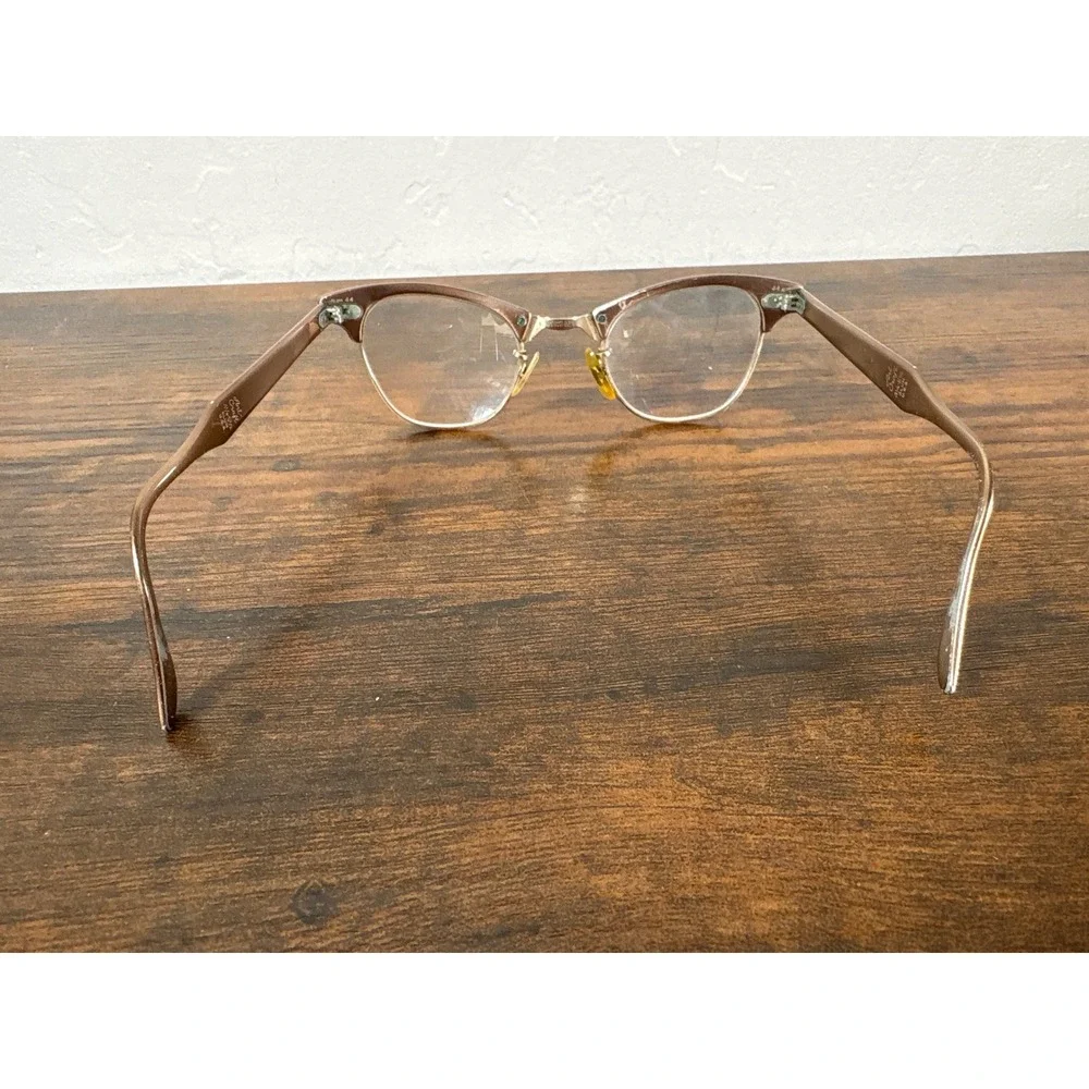 Art-Craft Vintage Cat Eye Glasses Brown Aluminum 1/10 12K GF Bridge USA 50s 60s